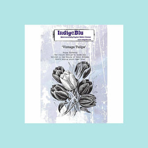 Lavender IndigoBlu - Vintage Flowers A6 Red Rubber Stamp
